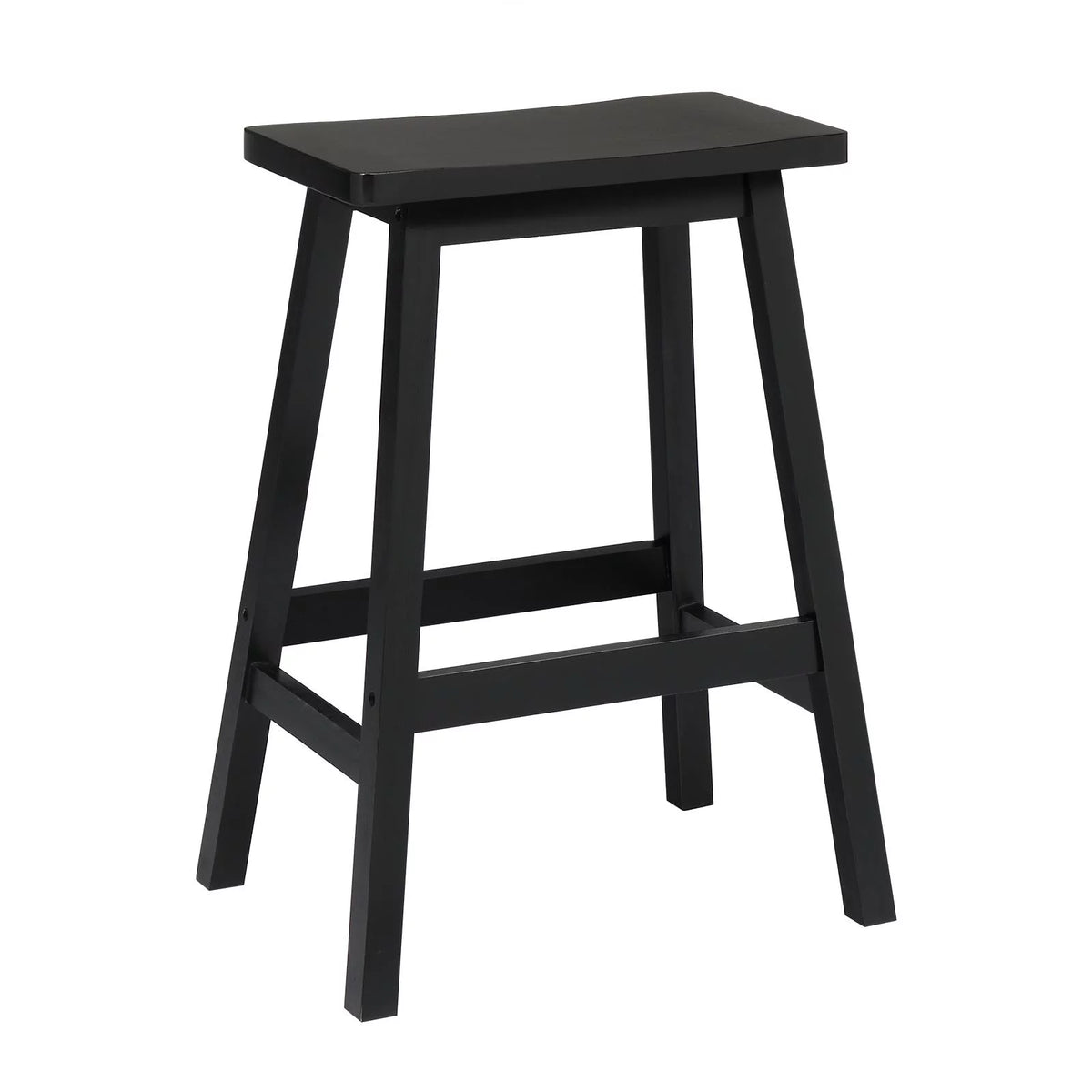 Set of 4 Black Wooden Saddle Seat Bar Stools N8956
