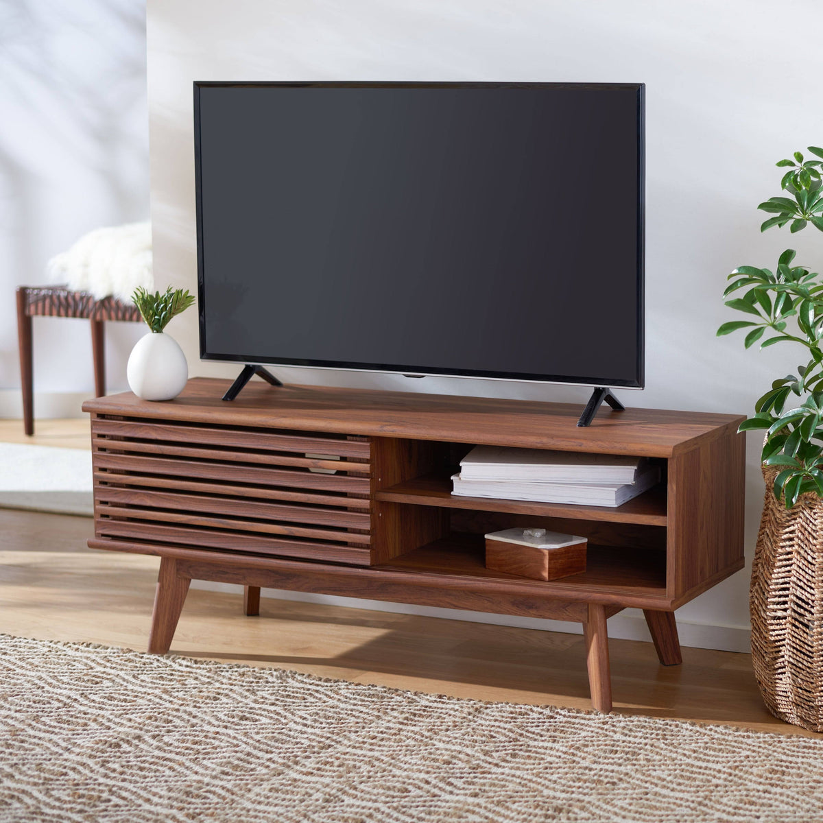 Walnut 2-Shelf Media Stand Q393789