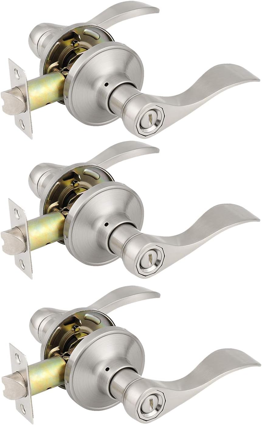 6 Pack Non-Locking Satin Nickel Door Lever Set U55482