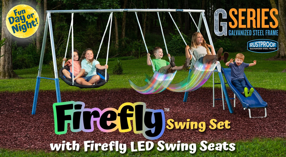 Metal Swing Set with 2 LED Swing Seats, Disc Swing & Wave Slide O923