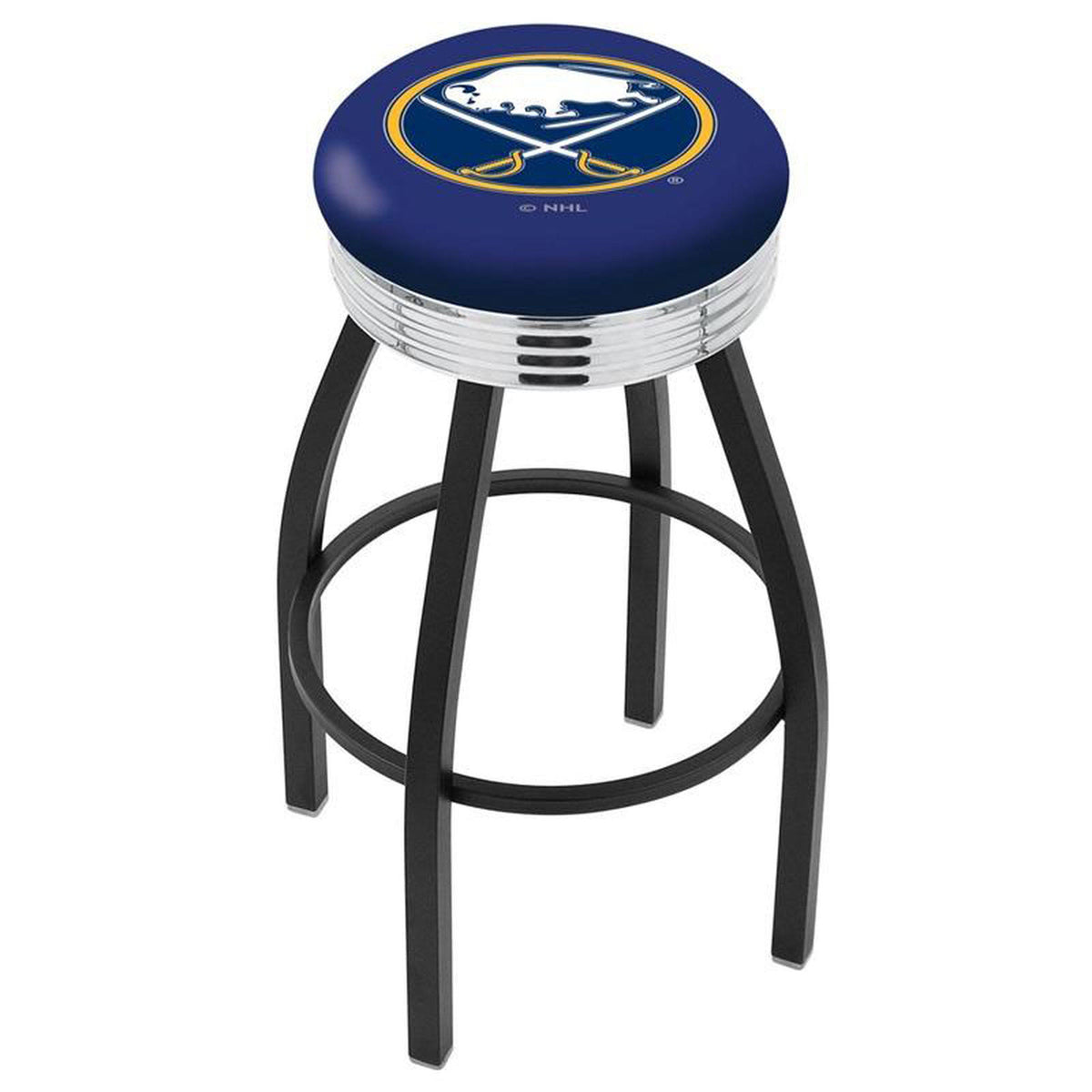 Black Wrinkle Swivel Bar Stool with Chrome R289