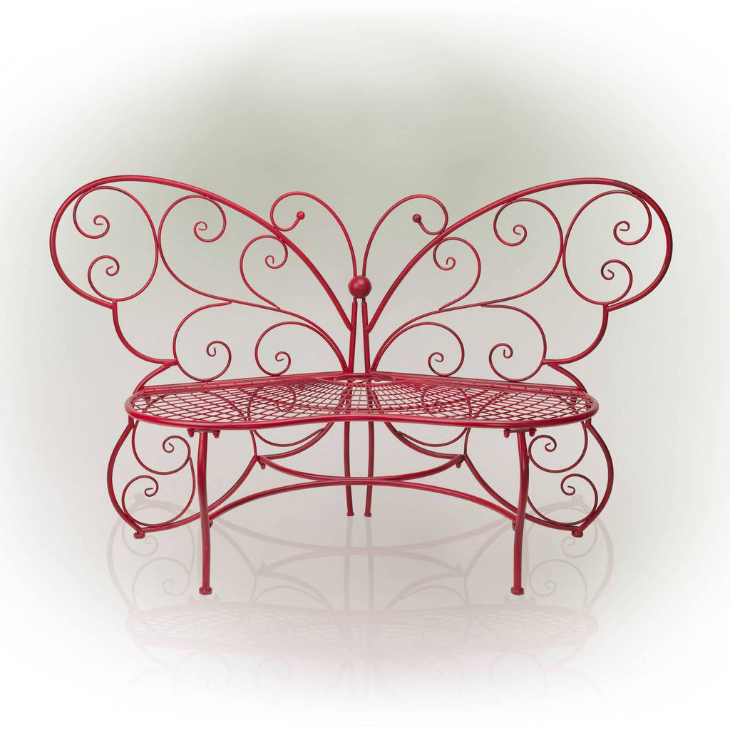 Red Butterfly Metal Bench X681