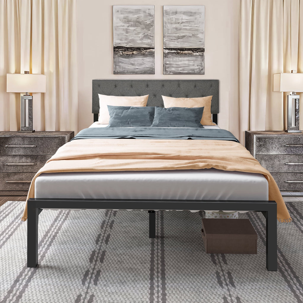 Full Size Upholstered Platform Bed with Adjustable Headboard D660308