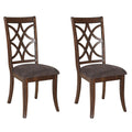Brown and Dark Walnut Cross Back Side Chairs Set of 2 O51007