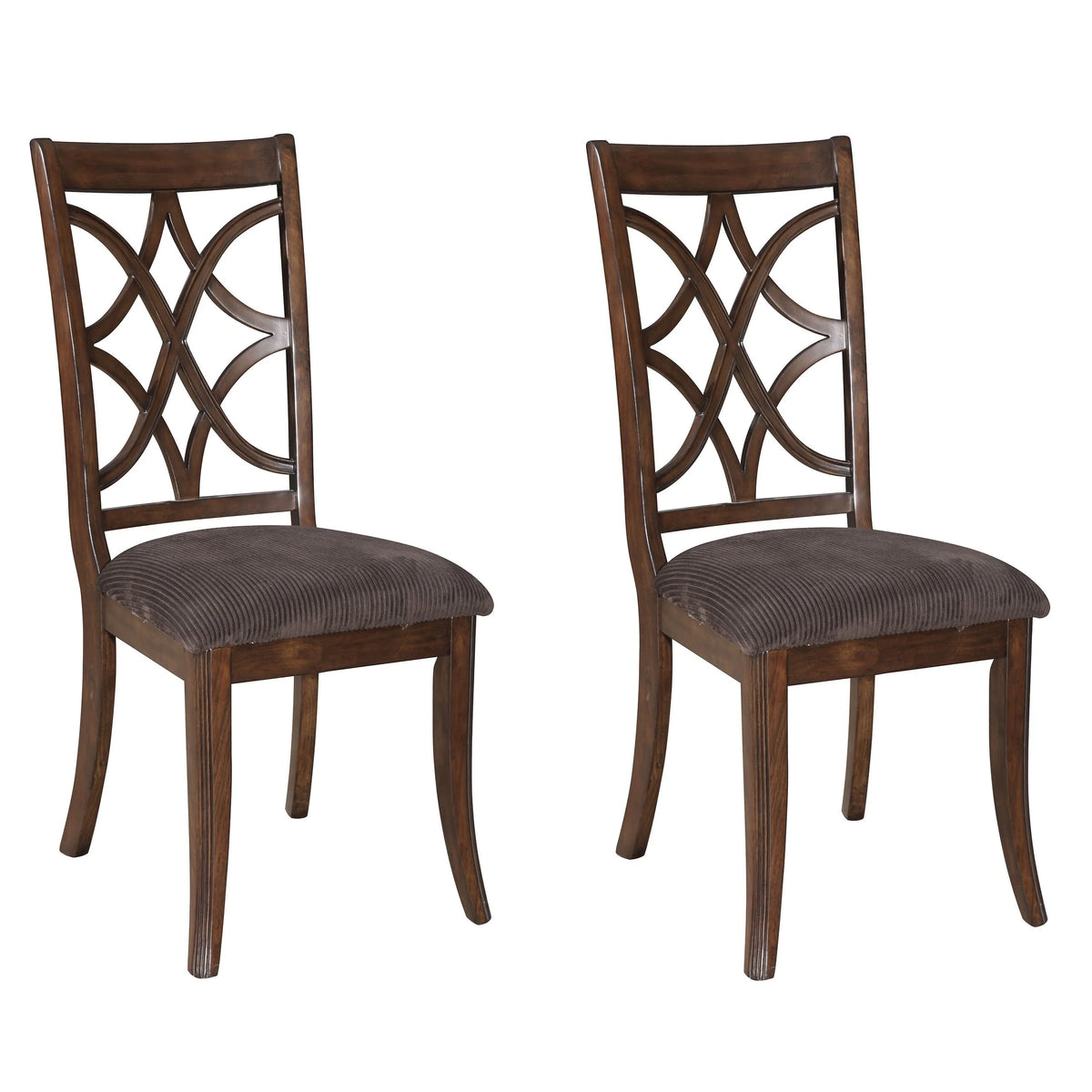 Brown and Dark Walnut Cross Back Side Chairs Set of 2 O51007