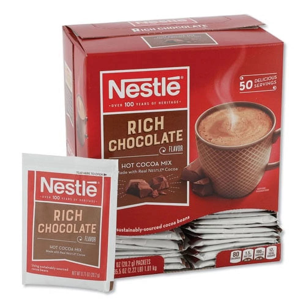 Hot Cocoa Mix, Rich Chocolate, .71oz, 50/box, Bundle of 2 Boxes C61188