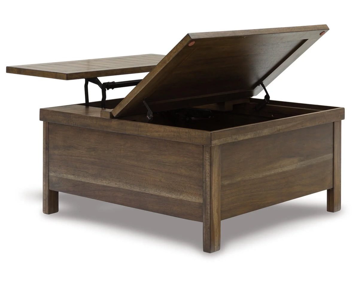 Rustic Hinged Lift Top Cocktail Table with Hidden Storage W986934