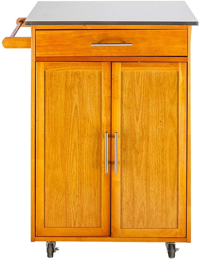 Rolling Wood Kitchen Cart with 2 Drawers and 2 Shelves U2375