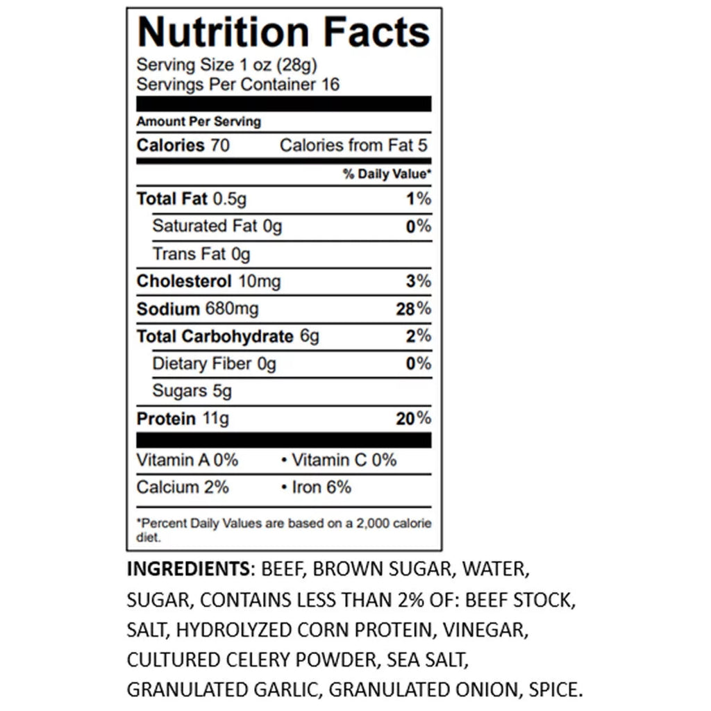 Beef Jerky, Original, 16 Ounce J28695
