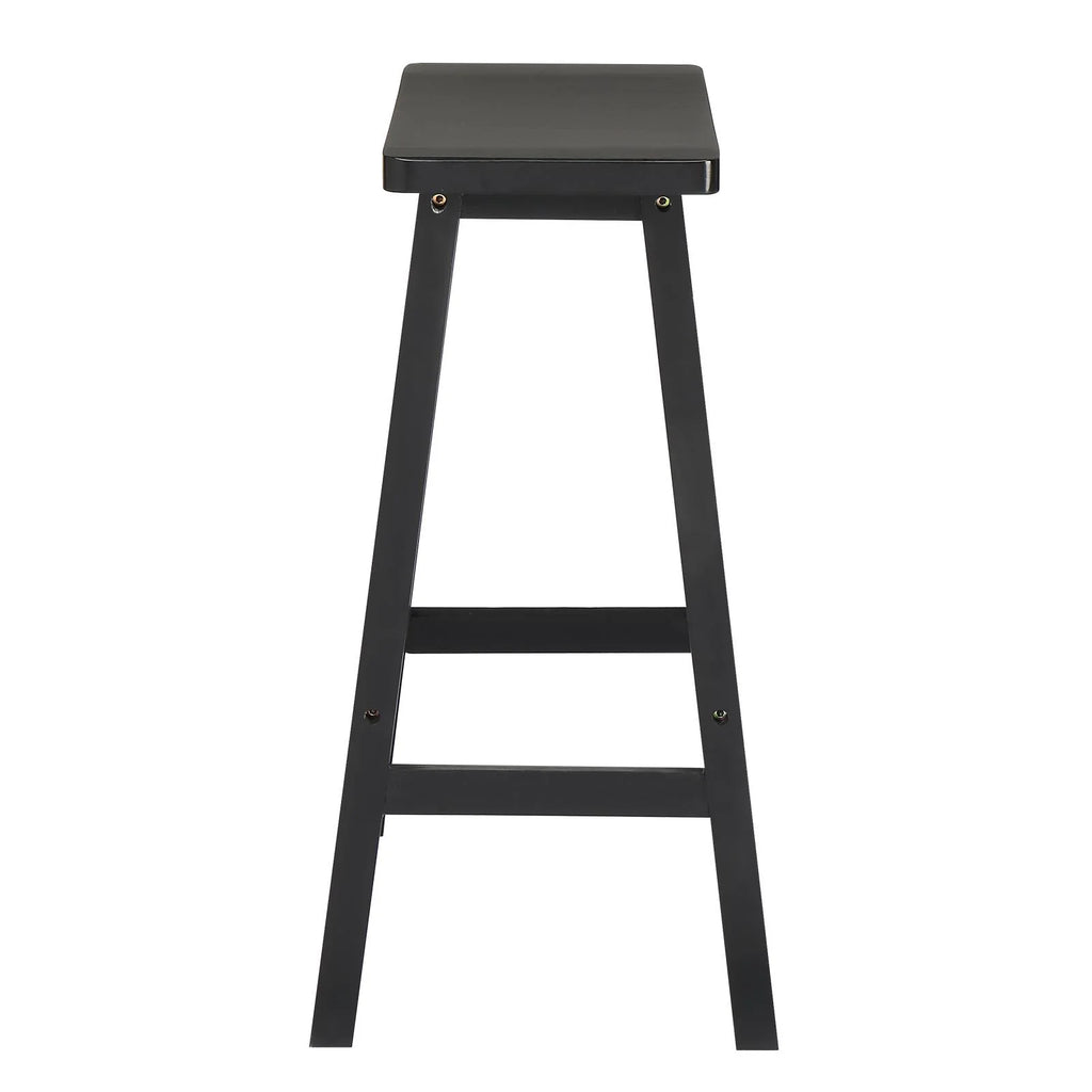 Set of 4 Black Wooden Saddle Seat Bar Stools N8956