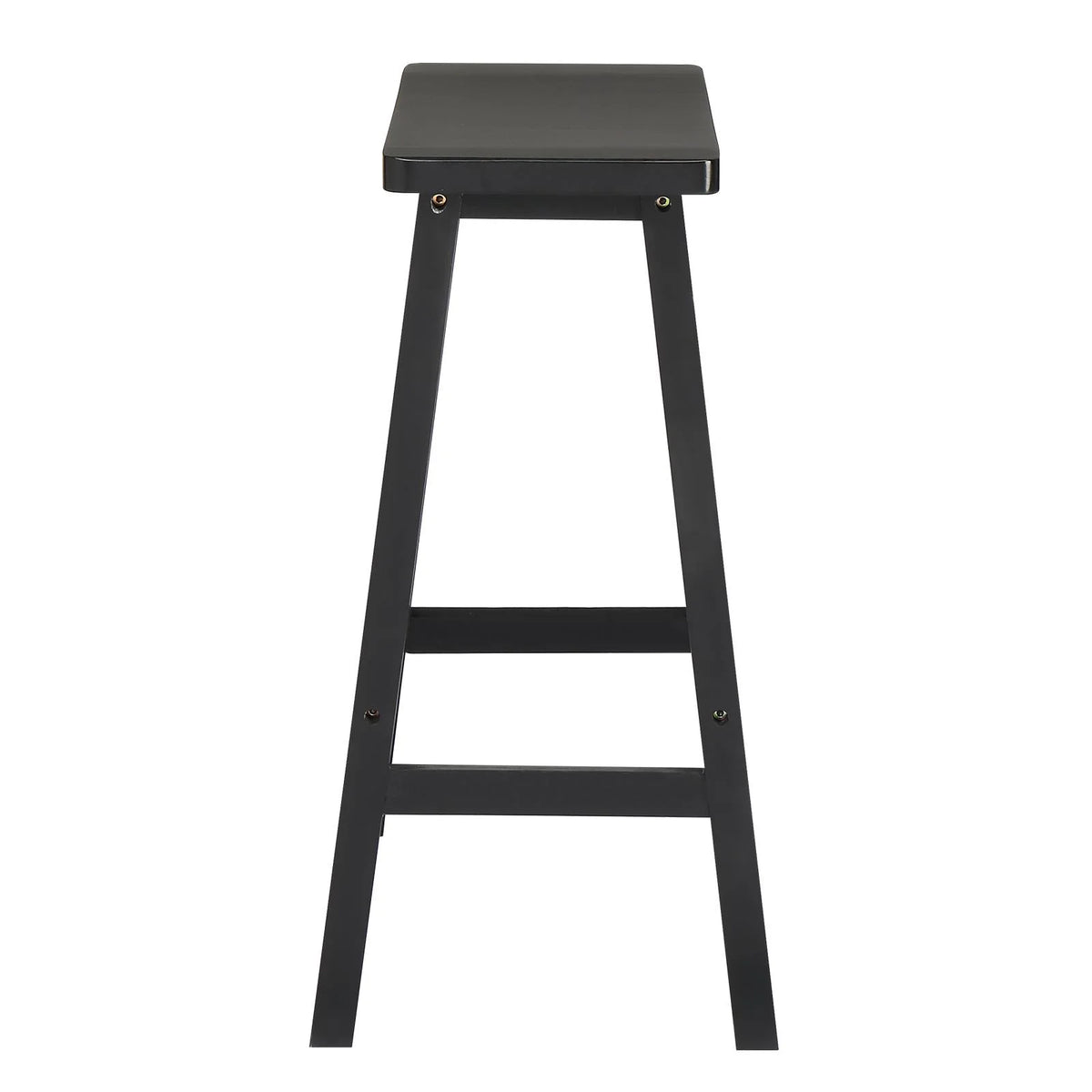 Set of 4 Black Wooden Saddle Seat Bar Stools N8956