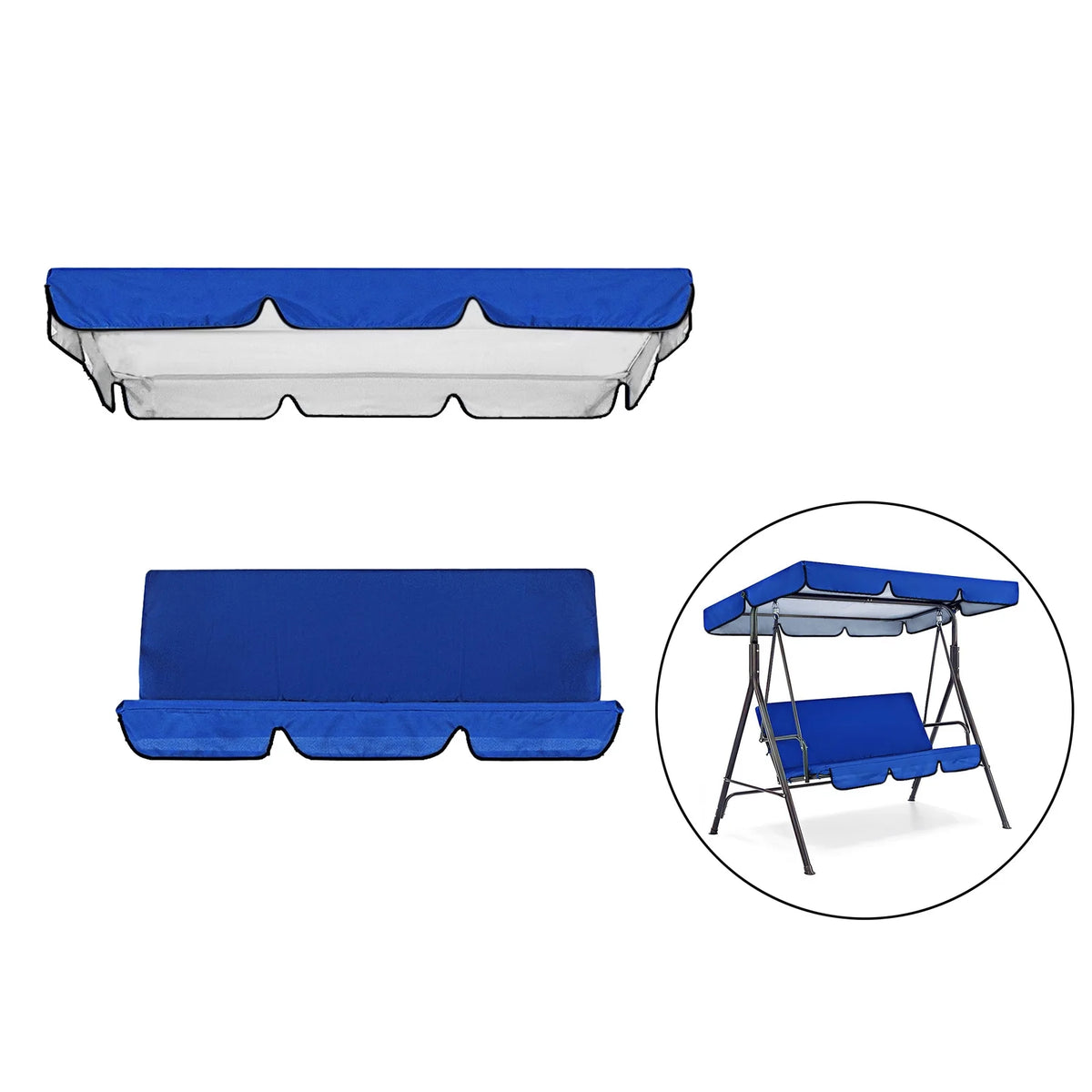 Blue Patio Swing Cushion Set for 3 Seater Swing Chairs Y841
