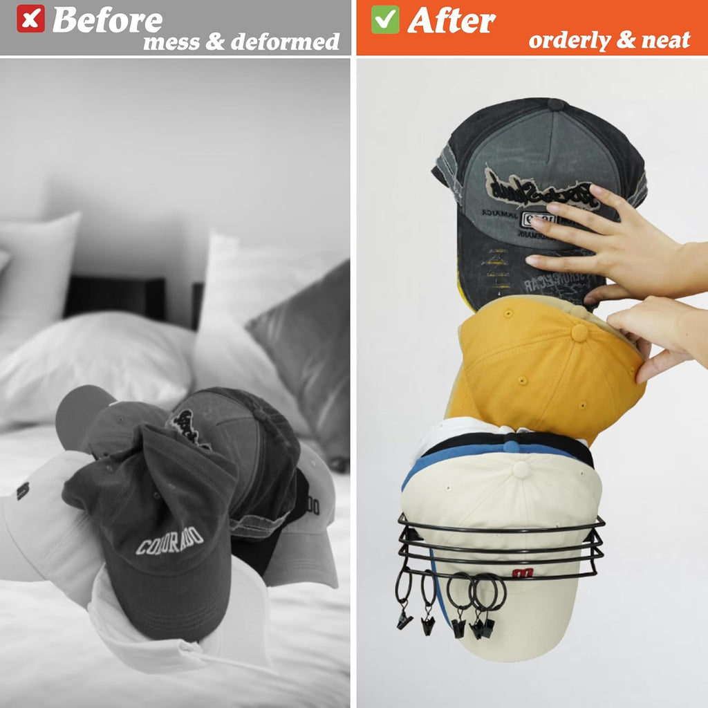 2 Packs Black Baseball Hat Organizer with 10 Clips B38186