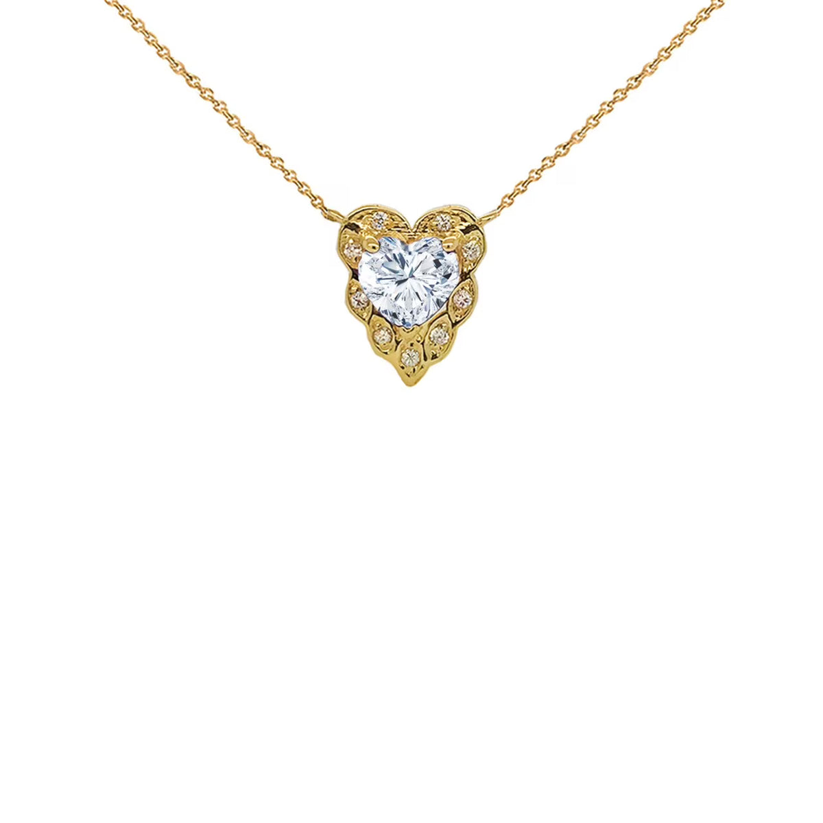 Emerald Green 10K Yellow Gold Birthstone Heart-Shaped Pendant Necklace with 22" Chain S108178
