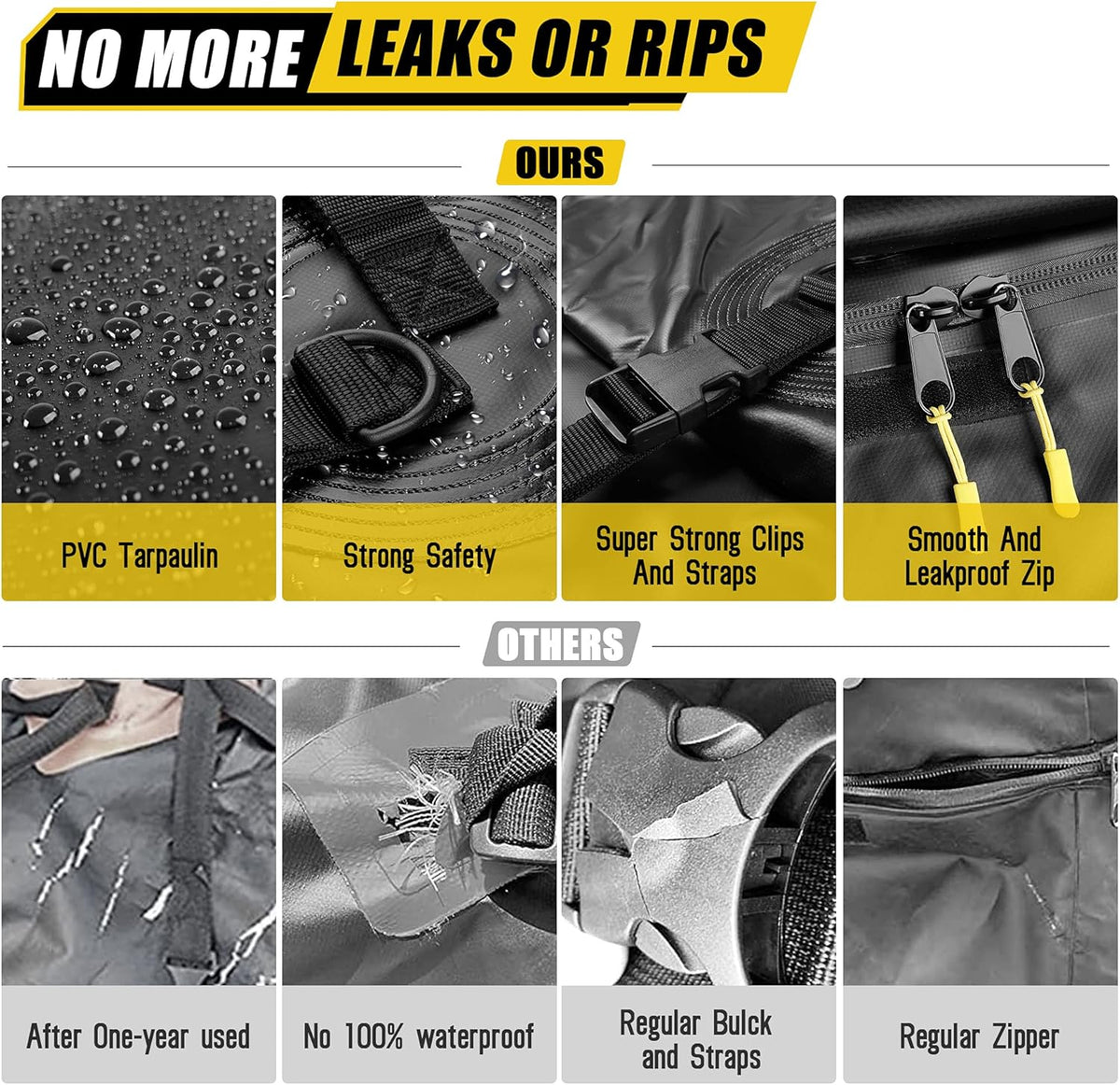 Extra-Wide 21 Cubic Feet Waterproof Rooftop Cargo Carrier Bag with 8 Reinforced Straps X144