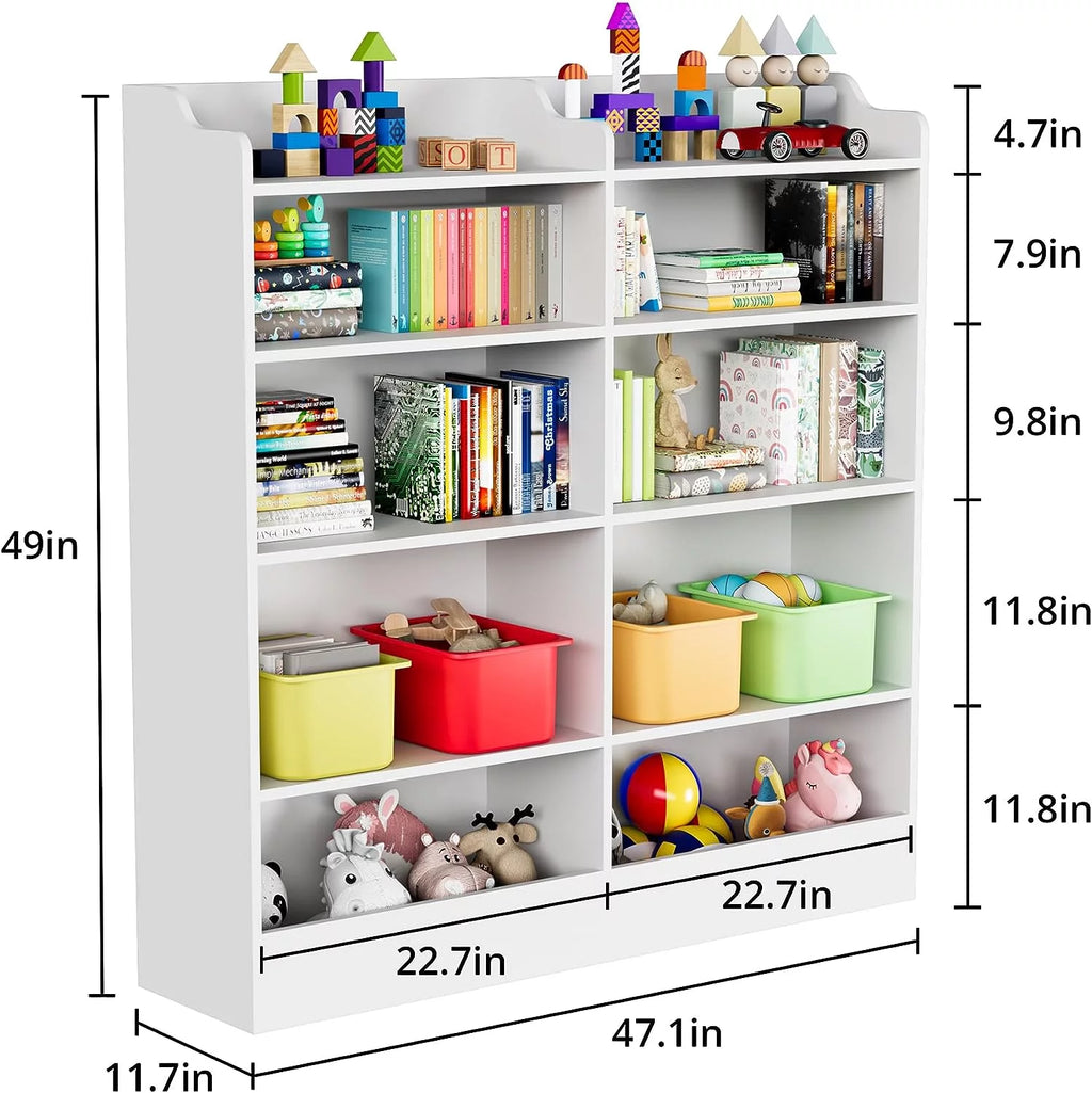 5 Tier White Wooden Kids Bookshelf Y65919