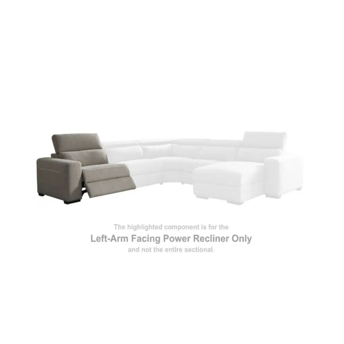 Fabric Upholstered Left Arm Facing Power Recliner Gray O71038