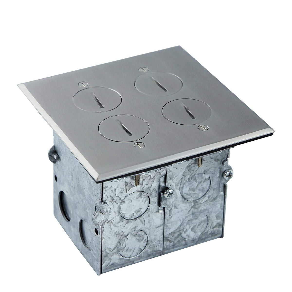 Brass 2-Gang Floor Box Kit with Tamper-Weather Resistant Receptacle Outlet G16838
