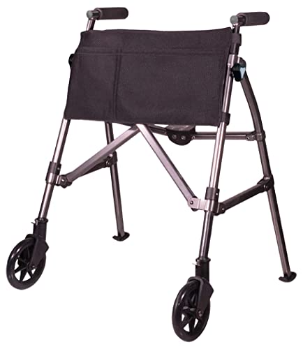 Black Walnut Compact Folding Rolling Walker J9554