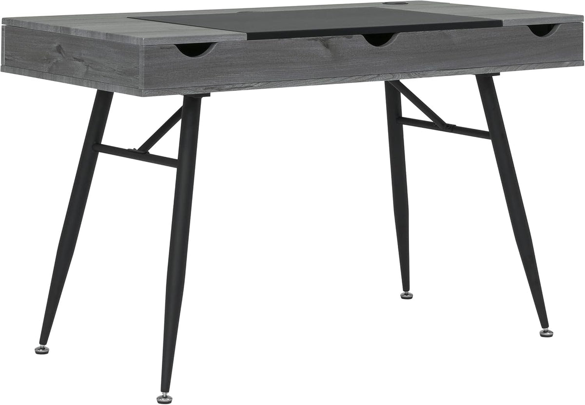 Black Graphite Ashwood Desk with Storage Compartments S59937