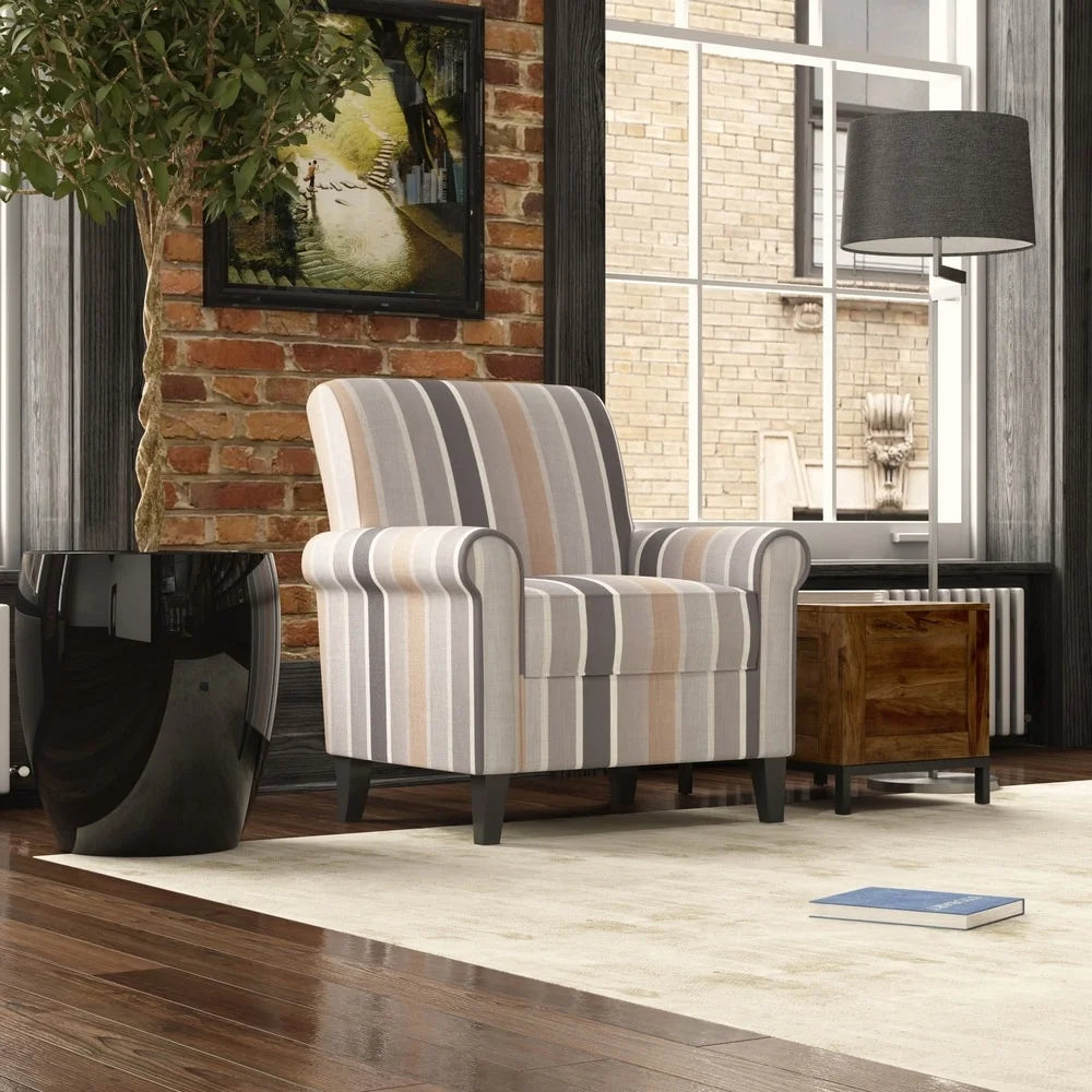 Turquoise Stripe Rolled Arm Chair F923