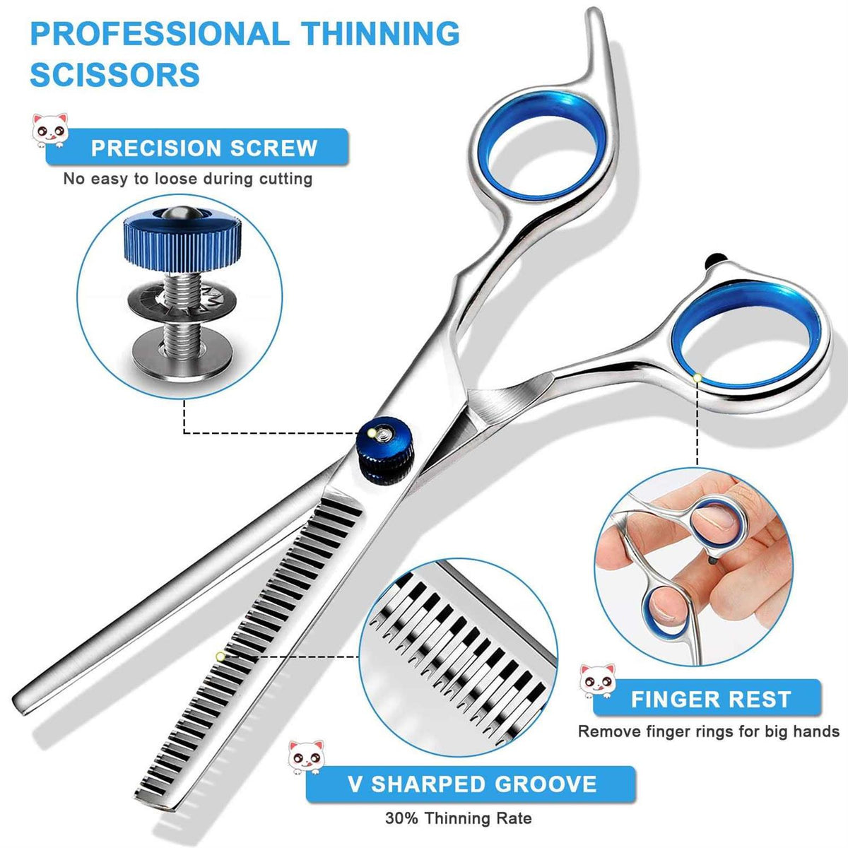 6 in 1 Dog Grooming Scissors Stainless Steel T6749