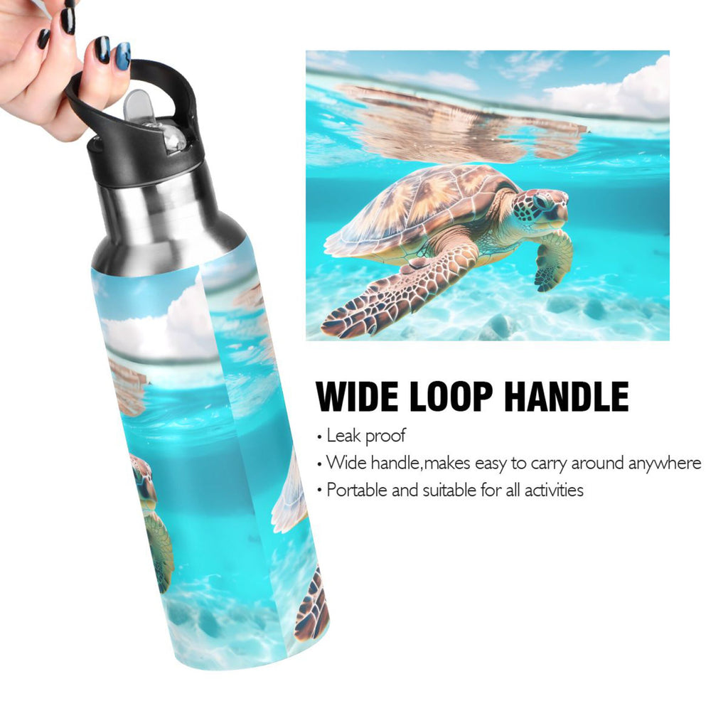 20 oz Insulated Stainless Steel Thermos Bottle with Straw Lid M995