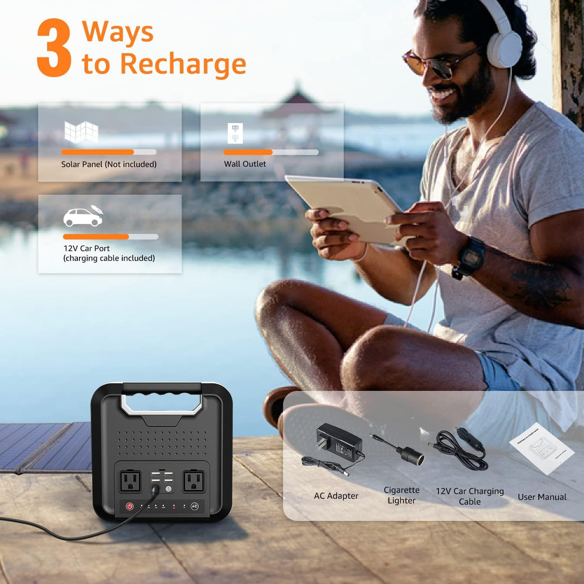 Portable Power Bank with AC Outlet 220Wh 110V Laptop Charger Battery Backup Y2551