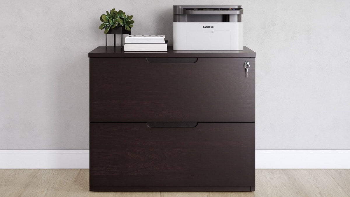 2 Drawer Lateral Filing Cabinet Dark Walnut L467