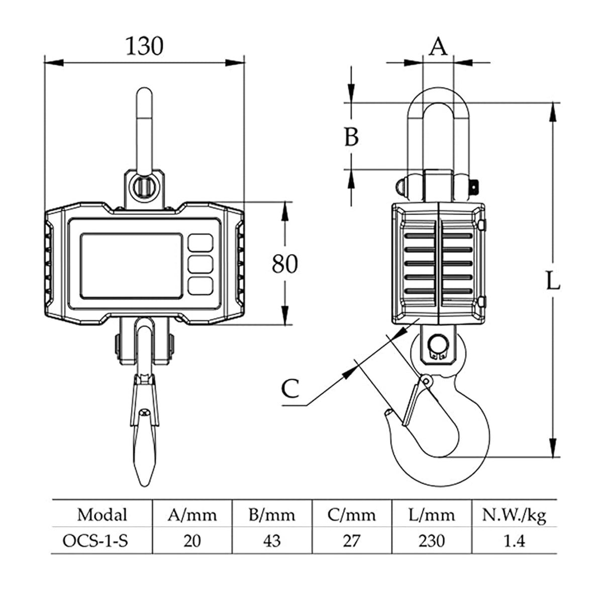 1000kg/2000lb Digital Hanging Crane Scale G994424