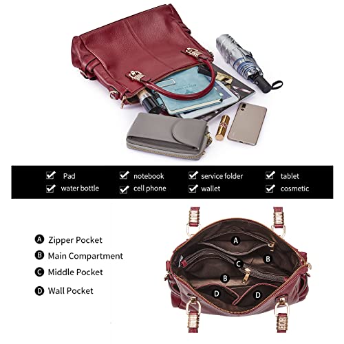 Soft Genuine Leather Satchel Tote Shoulder Bag P4588