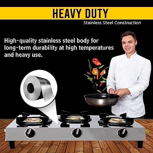 3 Burner Stainless Steel Propane Stove with Hose & Regulator U86873