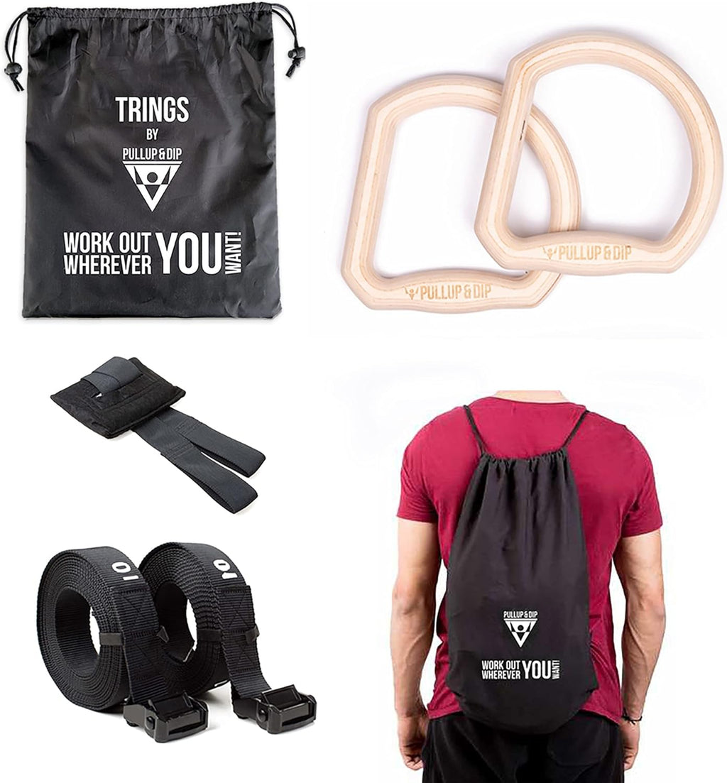 Wooden Gymnastic Rings with Carry Bag U27349