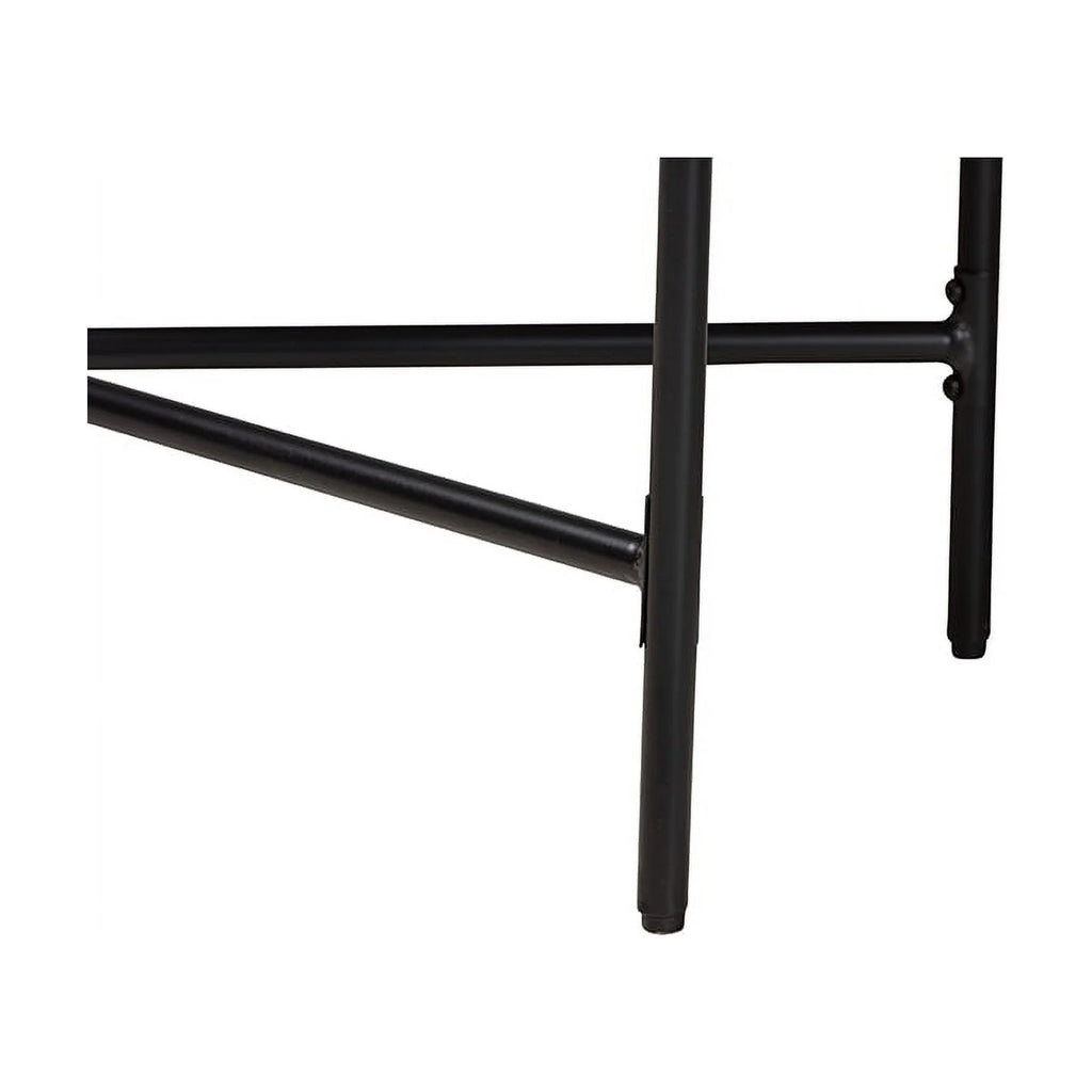 Walnut Brown Wood and Black Metal Console Table K335