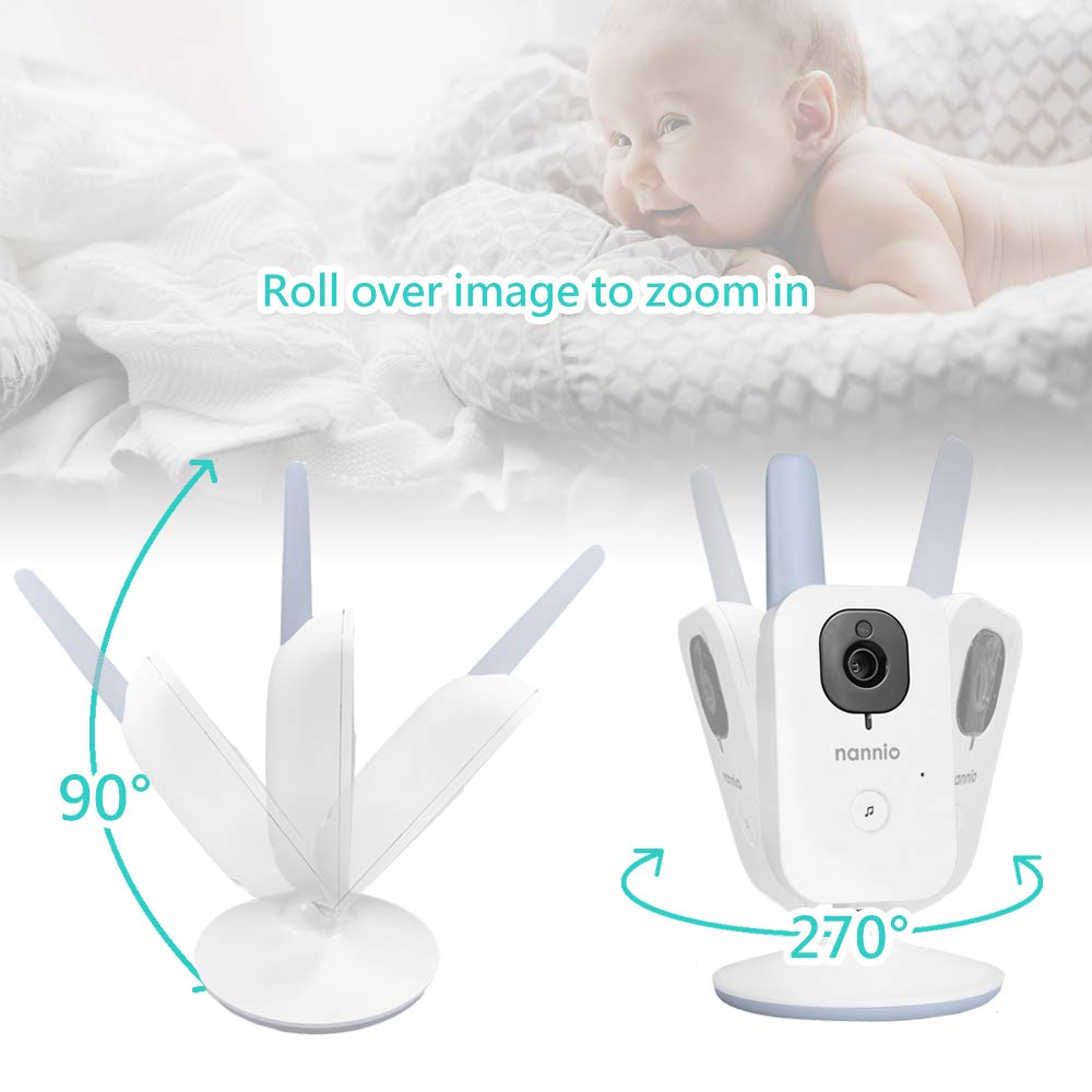 Video Baby Monitor with Camera and Audio, Two-Way Talk, Auto Night Vision, 5 Lullabies, 985ft Range, Pack of 2 V9714