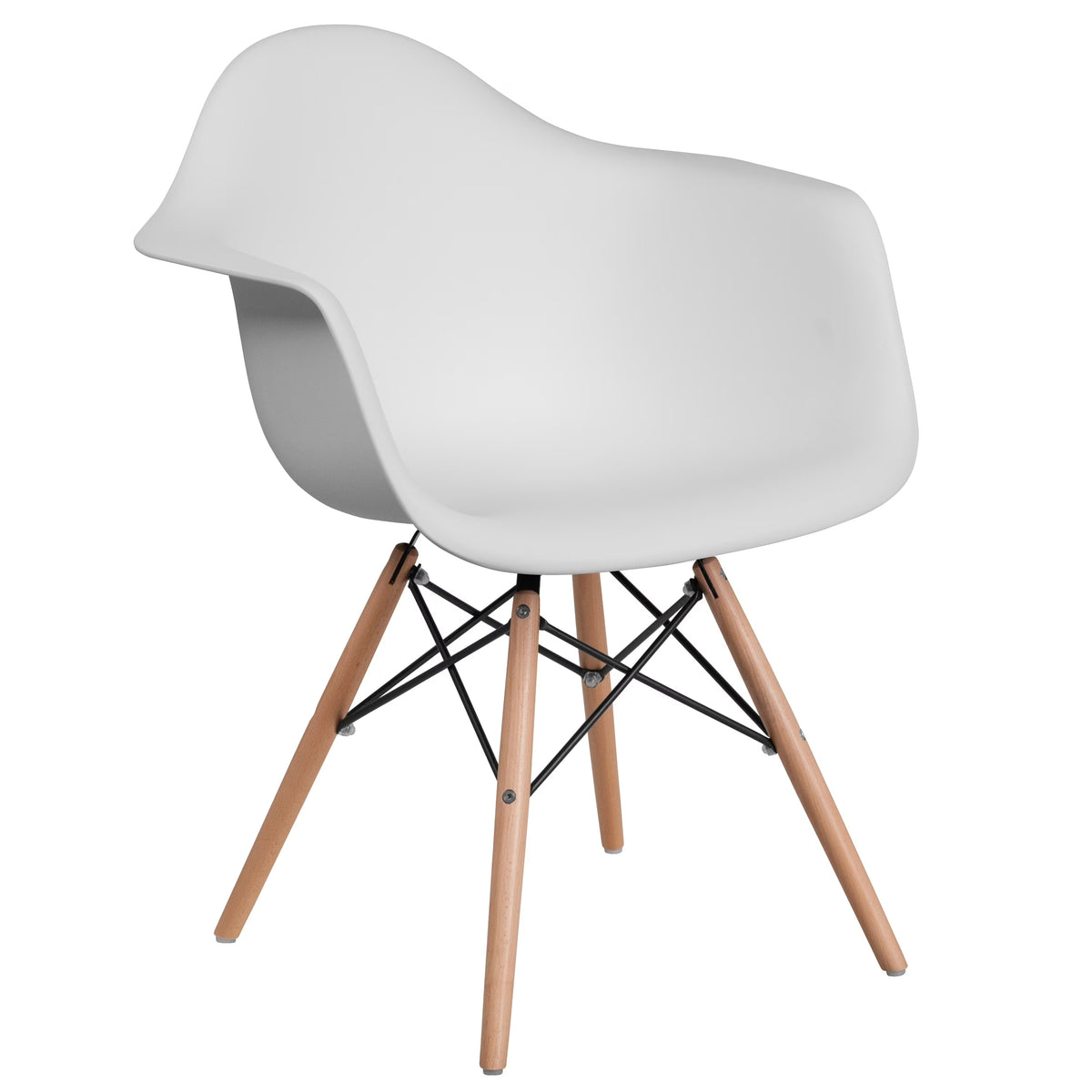 White Arm Chair with Wood Legs X8733