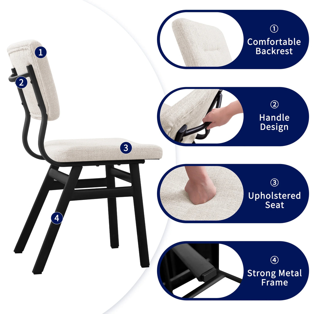 Dining Chairs Set of 2 Off-White Metal Legs M727264