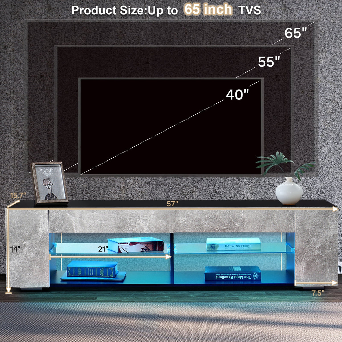 65 inch TV Stand with LED Lights X426