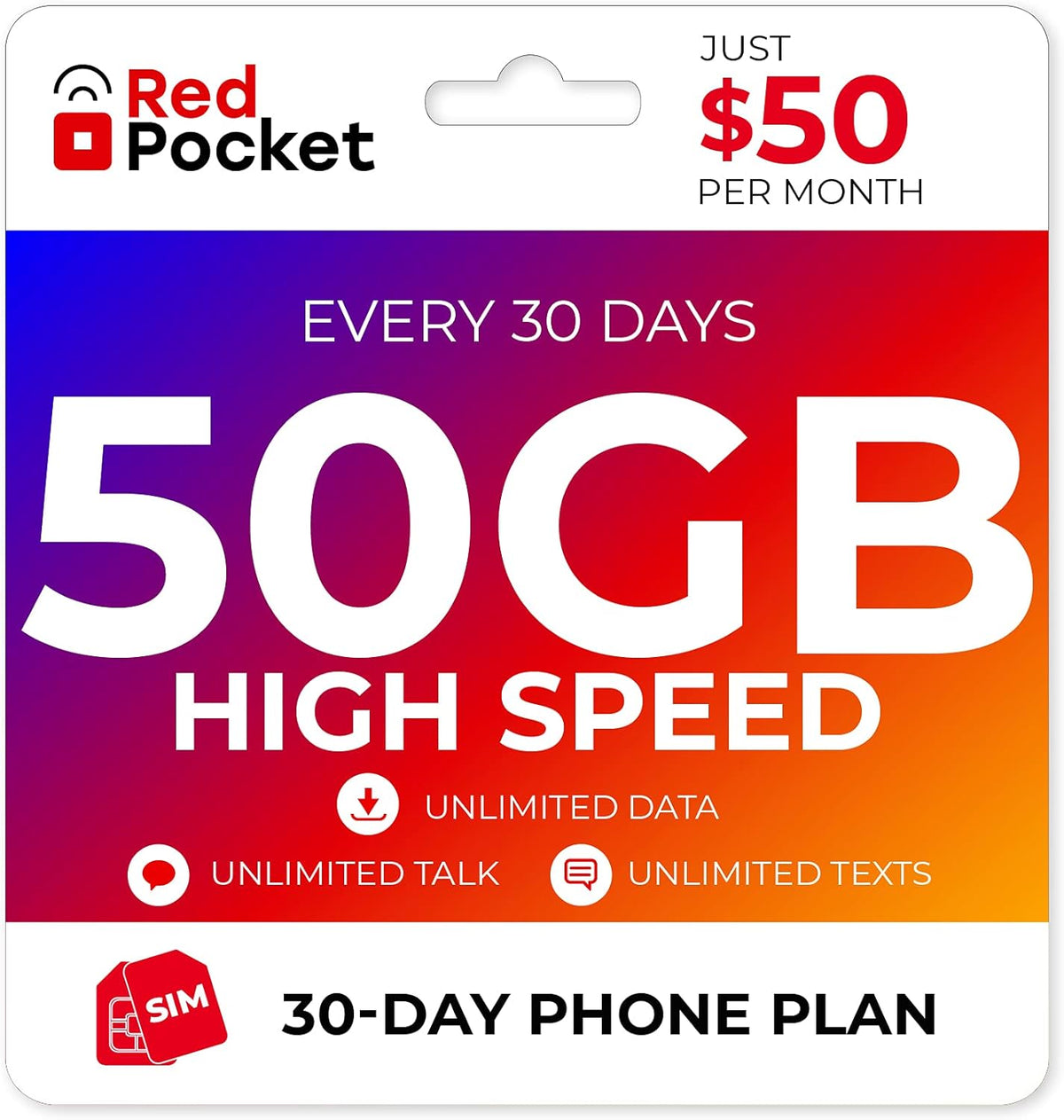 50GB 5G/LTE Phone Plan with SIM Card Pack of 2 K948115