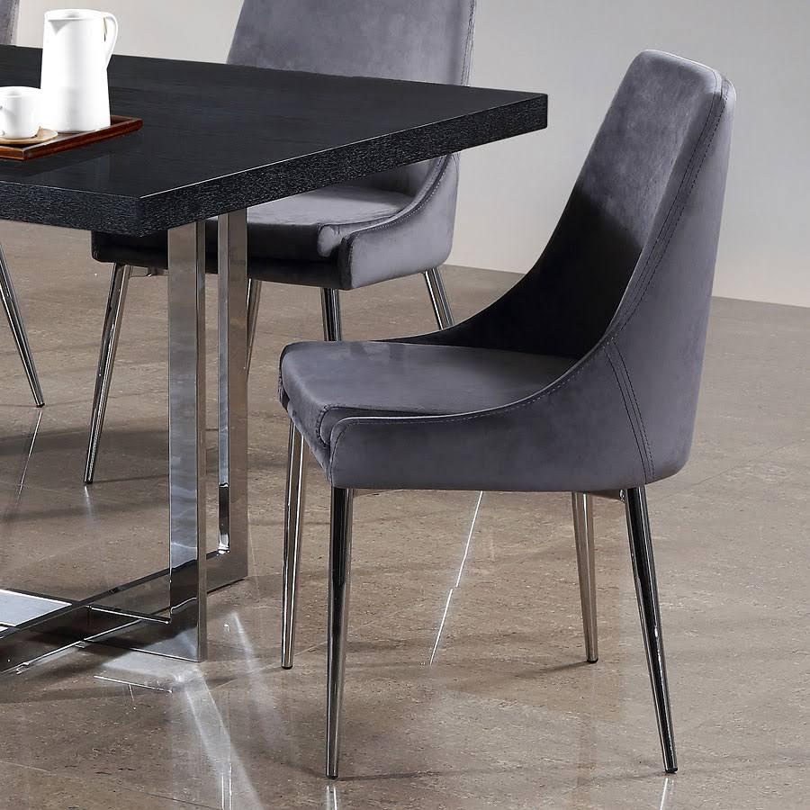 Grey Velvet Dining Chair Set of 2 G45386