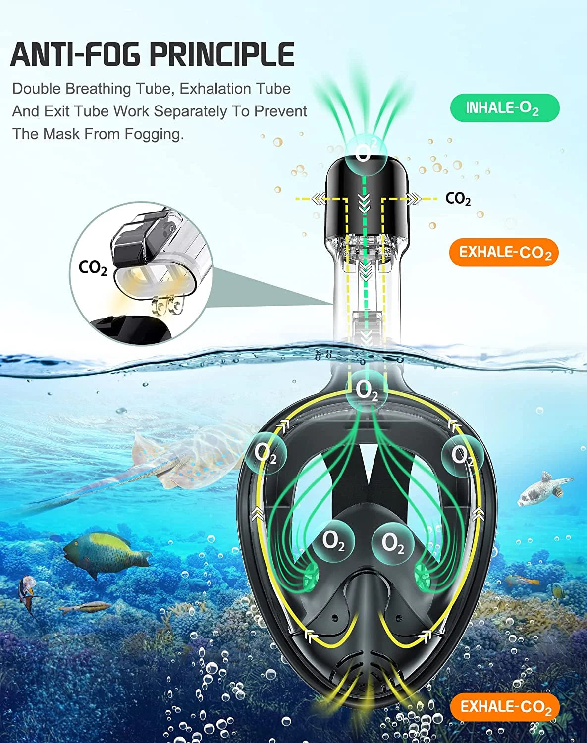Full Face Snorkel Mask with Detachable Camera Mount Z8418