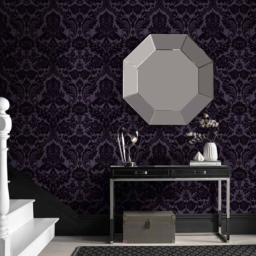 Gothic Damask Plum Wallpaper D87196