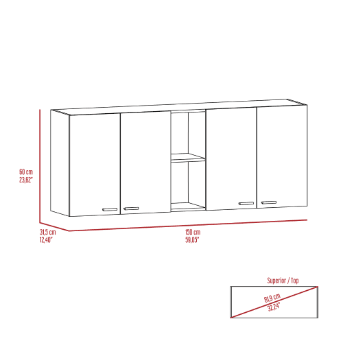7-Shelf 4-Door 2-piece Kitchen Set White and Light Oak H305