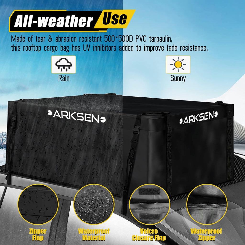 Extra-Wide 21 Cubic Feet Waterproof Rooftop Cargo Carrier Bag with 8 Reinforced Straps X144
