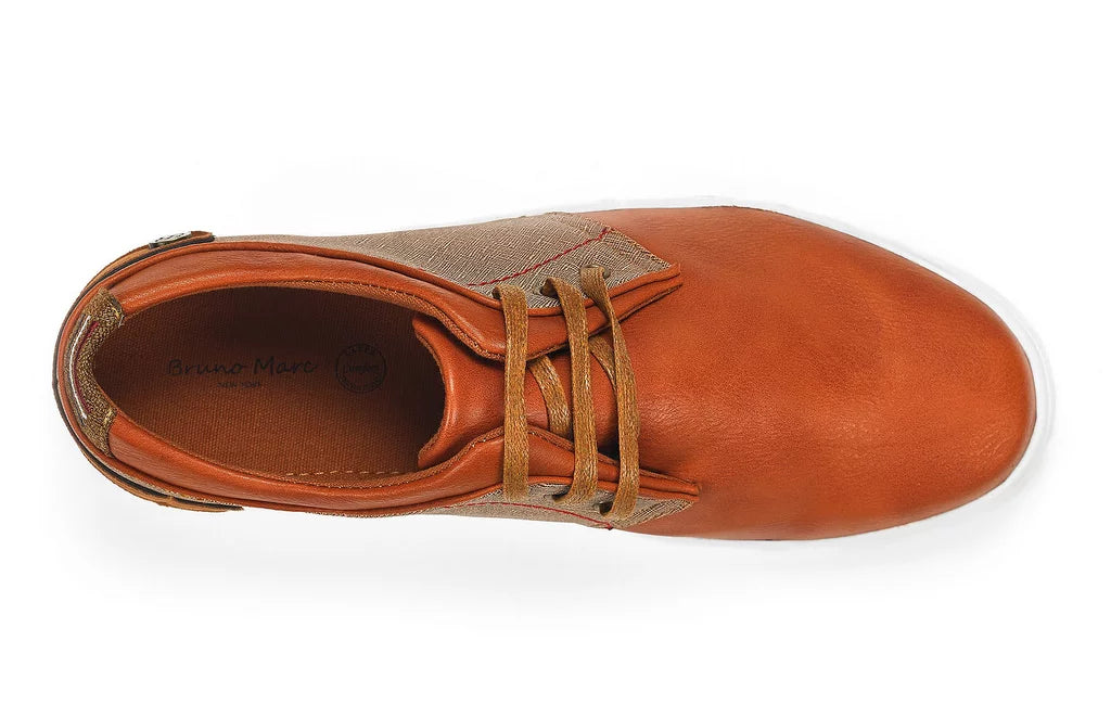 Mens Mesh Leather Sneakers Slip On Lace Up Shoes TAN U141