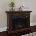 Brown Mobile Electric Fireplace with Mantel and Remote Control T938295