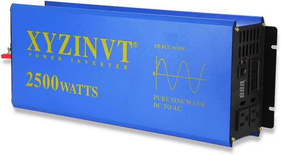 2500w Pure Sine Wave Power Inverter DC 24V to AC 120V with LED Display and Wireless Remote Controller G5336