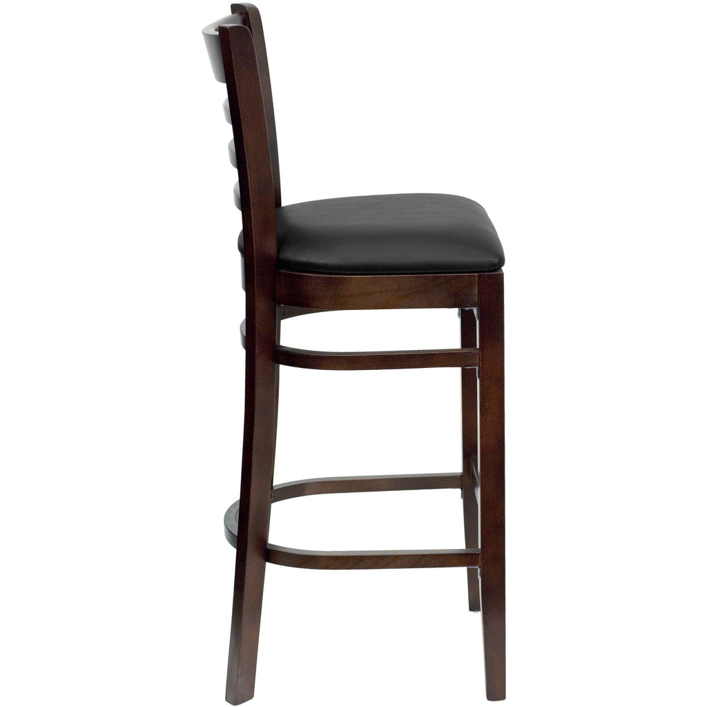 Walnut Wood Ladder Back Barstool E448737