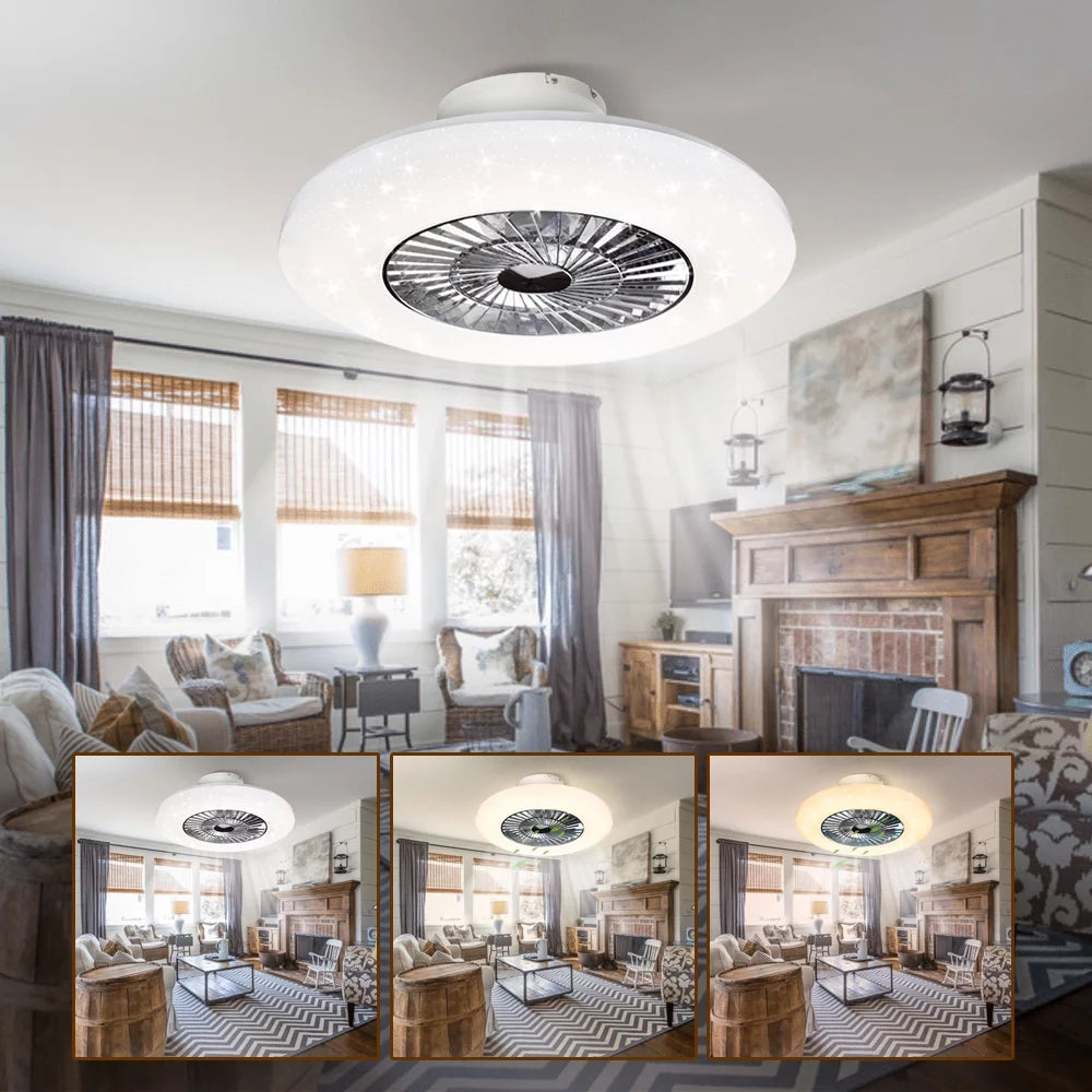 White Flush Mount Ceiling Fan with Light and Remote Q58346