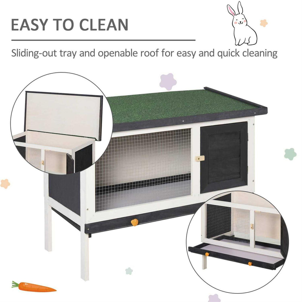Wooden Rabbit Hutch with Pull-Out Tray S7493